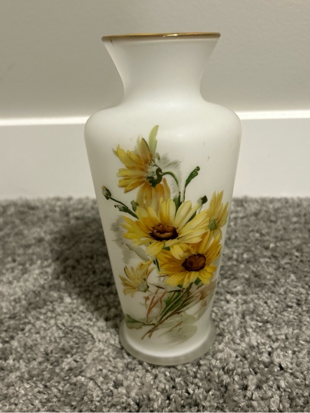 Vintage Japan frosted satin glass hand painted cylinder vase